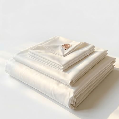 100% Egyptian Giza 92 Cotton Bed Sheet Set, 600 Thread Count, 4 Piece Soft & Breathable with Deep Pocket Fitted Sheet, Made in Egypt (White, King (U.S. Standard))
