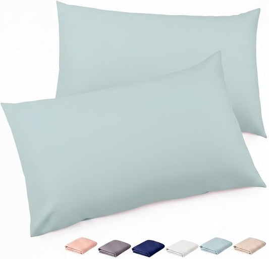 Brushed Microfiber Pillow Cases Standard Size Pillow Case-Envelope Closure Pillowcases Set of 2,Cooling & Moisture Wicking,Wrinkle Resistant Bed Pillowcases 20" X 36"(King,SkyBlue)