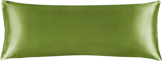 BEDELITE Satin Body Pillow Cover, Super Soft and Cooling Body Pillow Pillowcase for Hair and Skin, Breathable Silky Full Long Pillowcase Cover(20"x54", Cedar Green)