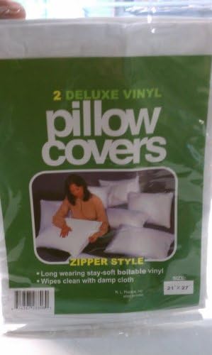 Dependable Industries inc. Essentials 2-Pack Waterproof Zippered Vinyl Pillow Protectors – Durable, Easy-Clean Encasements for Spill, Moisture, and Dirt Protection – Standard Size 21” x 27”