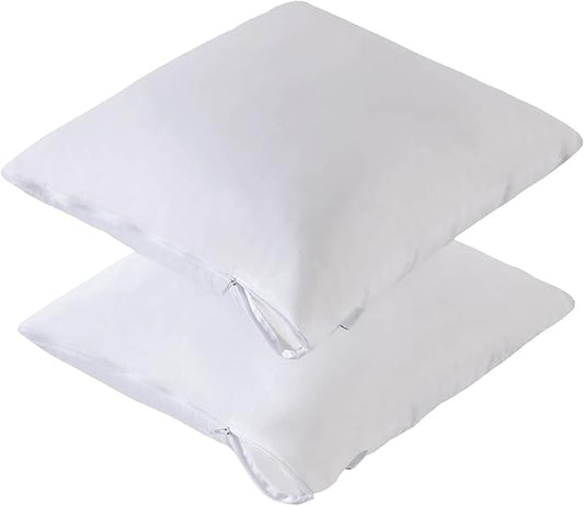 Waterproof Feather Proof Pillow Protectors 20x20 with Zipper Pack of 2 Soft Bamboo Viscose Jersey Square Pillow Covers for Throw Pillow