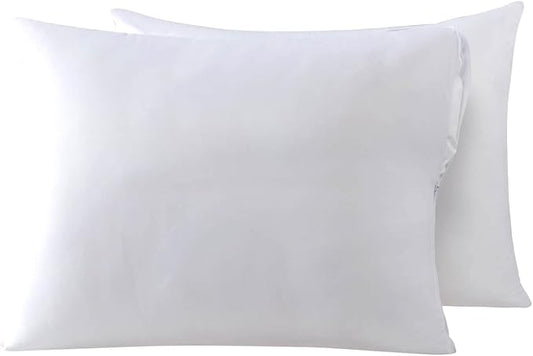 Cooling Bamboo Viscose Feather Proof Pillow Protectors with Zipper Standard Size Waterproof Down Proof Covers for Bed Pillows 2 Pack