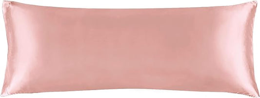 BEDELITE Satin Body Pillow Cover, Super Soft and Cooling Body Pillow Pillowcase for Hair and Skin, Breathable Silky Full Long Pillowcase Cover(20"x54", Rose Pink)