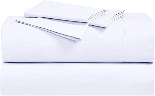 Royal Hotel Bedding Abripedic Crispy Percale Sheets, 300-Thread-Count, 4PC Solid Sheet Set, 100% Cotton, Super Deep Pocket, California-King, White