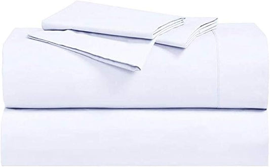 Royal Hotel Bedding Abripedic Crispy Percale Sheets, 300-Thread-Count, 4PC Solid Sheet Set, 100% Cotton, Super Deep Pocket, King, White