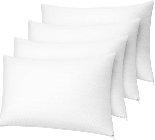 4-Pack Zippered Pillow Protectors – Standard Size 20x26, Soft Quiet Polyester Covers, White – Dependable Industries Inc. Essentials