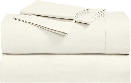 Royal Hotel Bedding Abripedic Crispy Percale Pillowcases, 300-Thread-Count, 2PC Solid Pillow Cases Set, 100% Cotton, Standard, Ivory
