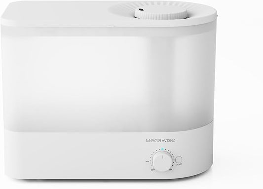 MEGAWISE 2025 Large Capacity Humidifier, 6L Top Fill Design, 50H Runtime, Ultra Quiet Large Capacity Cool Mist for Bedroom, Baby Nursery, Plants, Indoor, Easy to Clean & Fill (White)
