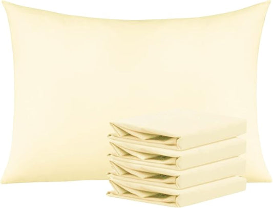 NTBAY Queen Pillowcase Set - 4 Pack Brushed Microfiber 20x30 Pillowcases - Soft, Wrinkle-Free, Fade-Resistant, Stain-Resistant, Ivory Pillowcases with Envelope Closure - 20x30 Inches, Ivory