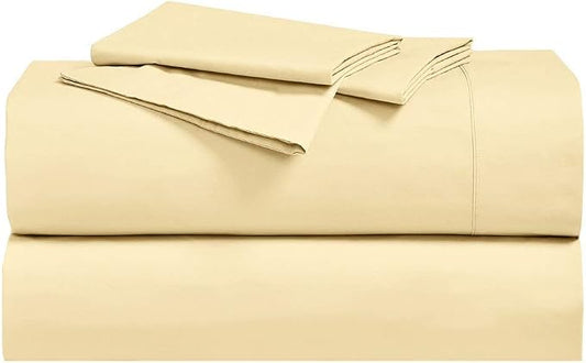 Royal Hotel Bedding Abripedic Crispy Percale Pillowcases, 300-Thread-Count, 2PC Solid Pillow Cases Set, 100% Cotton, King, Gold