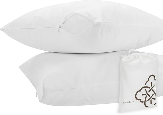 Bioweaves 100% Organic Cotton Breathable Pillow Protectors GOTS Certified with Zipped Closure – Toddler - 13” x 18”, 2-Pack