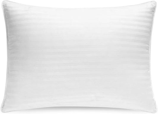 Washable Down and Feather Pillows Queen Size - Premium Soft Pillow Authentic Canadian White Goose Down, 650 Fill Power, 100% Cotton Cover for Luxury Experience - Includes Pillow Case.