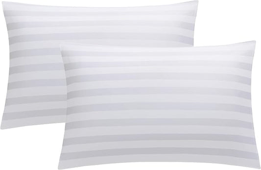 100% Cotton Classic Pillow Protectors with Invisible Zipper, 600 Thread Count Sateen Weave Soft and Breathable Pillow Cases, Protect Pillows from Dirt, Dust and Debris (Standard, 20"x26", Set of 2)