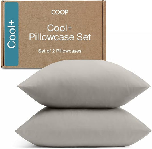 Coop Home Goods Cool+ Cooling Pillow Case Set of 2, Dove Grey King Size Pillow Covers, Luxury Spa, Breathable, Hotel Quality Pillow Cases
