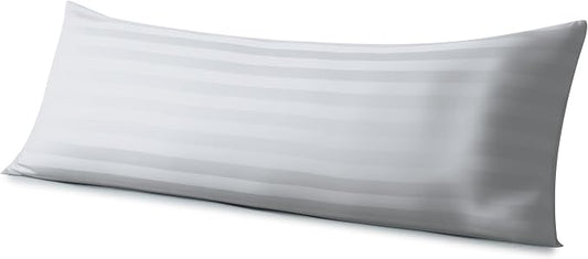 Body Pillow Cover Long Pillow Case,100% Egyptian Cotton Bed Pillow Protector with Zipper,400 Thread Count Cooling Full Body Pillowcase for Adults 20x54 Inches (1 Pack,Stripe Gray)