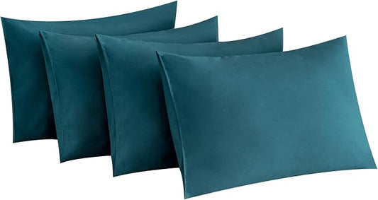 MINIPANDA Blue-Green King Size Pillow Cases Set of 4 - Super Soft, Smooth and Breathable Pillow Cases King - Envelope Design - Machine Washable Lightweight (20X40 Inches (4 PIECE))