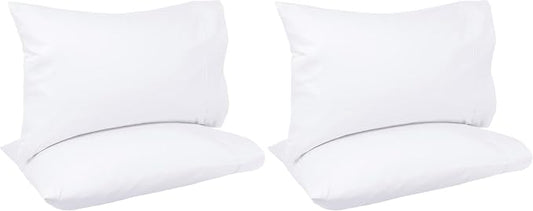 Amazon Basics 400 Thread Count Cotton Pillowcases, Standard, 30" L x 20" W, White - Set of 2, Pillows Not Included (Pack of 2)