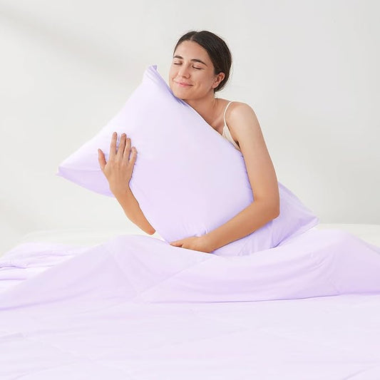 Cozy Bliss Cooling Pillow Cases for Hot Sleepers, Q-Max>0.45, Standard Size Set of 2, Soft & Silky Pillow Covers with Envelope Closure,Gift, Purple, 20x26 Inches