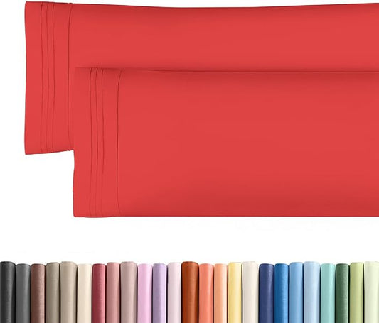 Body Pillowcases Set of 2-20x54 Long Body Pillow Case - Soft Body Pillow Cover for Sleeping & Side Sleepers - Comfy, Wrinkle & Fade Free - Machine Washable w/Envelope Enclosure Red