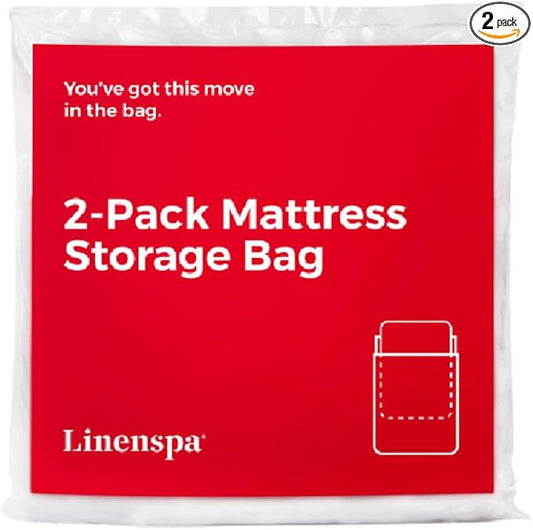Linenspa Mattress Bag – 2 Pack Queen / Full size Mattress Bags for Moving, Storage & Disposal – Durable Plastic Cover for Moving