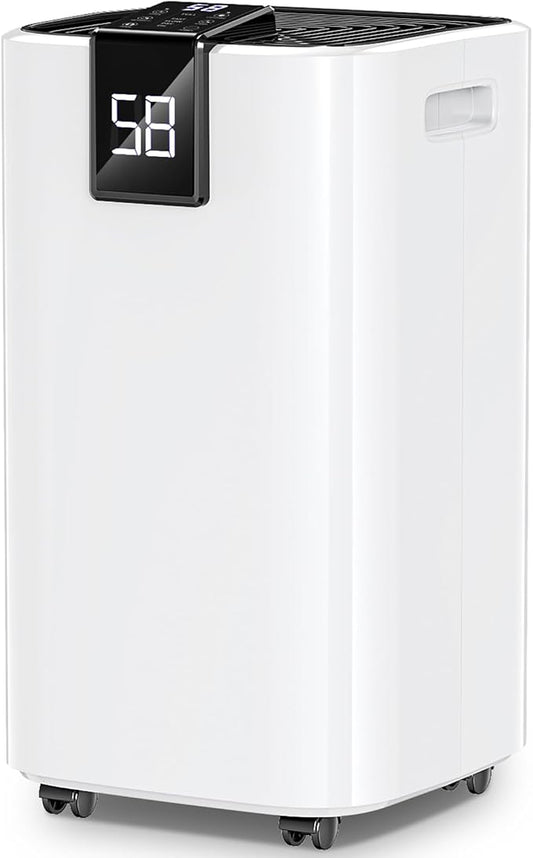 4,000 Sq.ft Dehumidifier for Basement, 45 Pint Dehumidifiers for Home with Drain Hose, Smart Humidity Control, Auto Defrost, Auto Restart, 24H Timer, for Bedroom, Bathroom, RV, Garage