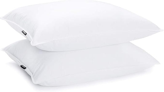 JA COMFORTS Duck Feather Down Bed Pillows for Sleeping(2 Packs)-King(20IN×36IN),High Filling Weight,600 Thread Count,Double-Layer Downproof Fabric Design,10% Duck Down,Cotton Cover,White