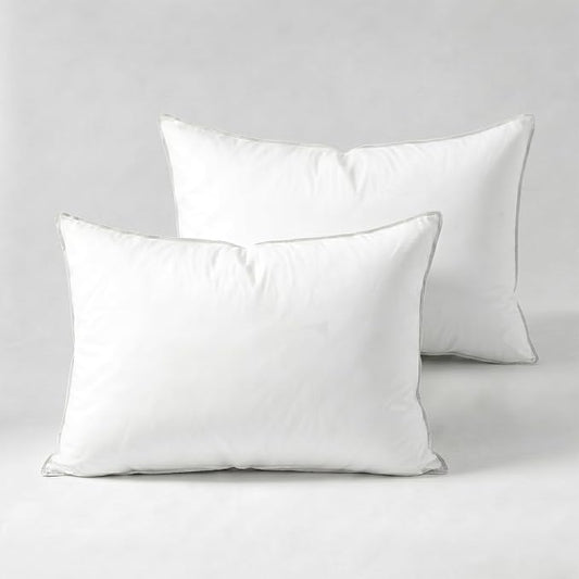 Globon Medium Firm Down Pillow King Size Set of 2, Premium Down and Feather Filled Bed Pillow for Sleeping, 100% Cotton Shell 430 TC 600 Fill Power, Hotel Collection Down Feather Pillow 20" x 36"