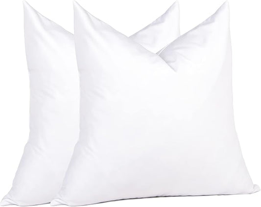 puredown® Feather Down Throw Pillow Inserts 22 x 22 (Pack of 2, White), Big Throw Pillows for Floor, Couch, Bed, Machine Washable