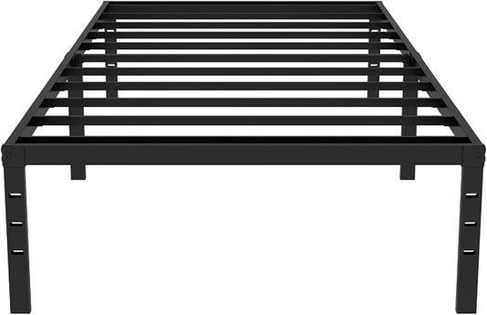 FONTOI Twin Bed Frames, 18 Inch Twin Size Metal Bed Frame with Underbed Storage Space, Heavy Duty Metal Slat Support, Platform Bed with No Box Spring Needed, Noise-Free & Easy Assembly, Black