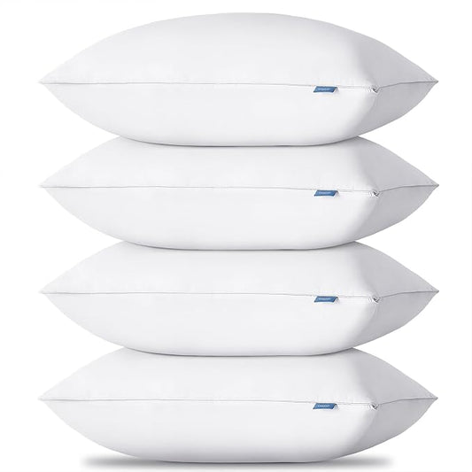 CozyLux Soft Supportive Bed Pillows for Side and Back Sleepers, Oeko-Tex Certified Down Alternative Filling, Hotel Quality Fluffy Sleeping Pillow, White, King - 19" x 34", 4 Pack