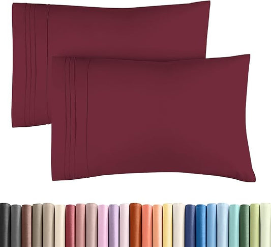 King Standard Pillow Cases Set of 2 - Ultra-Soft Hotel Quality Pillowcase Covers - Comfy, Cozy & Fade Free - Wrinkle Resistant - Machine Washable Pillow Protectors - 2 Piece Set - Burgundy