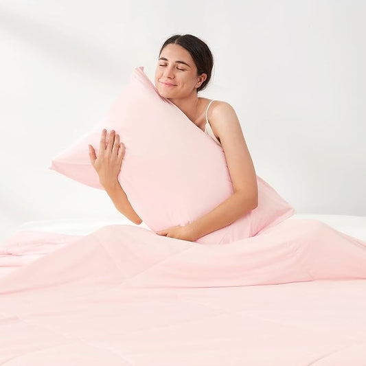 Cozy Bliss Cooling Pillow Cases for Hot Sleepers, Q-Max>0.45, Queen Size Set of 2, Soft & Silky Pillow Covers with Envelope Closure,Gift, Pink, 20x30 Inches