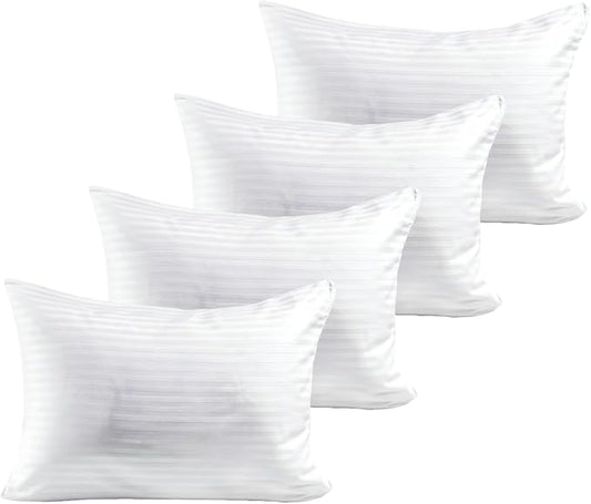100% Cotton 600TC 4PC Pillow Protectors with Zipper Standard Size Hypoallergenic Breathable Hotel Collection Pillow Covers Ultra Soft 20 x 26 Inches Pillowcases