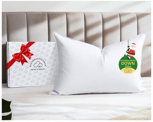 White Goose Down Pillow - Luxury Hotel Bed Pillow with 100% Natural 1000+ Fill Power Goose Feather Down Pillow for Sleeping, 700TC Cotton Shell, Queen Size- Medium, 1 Pack