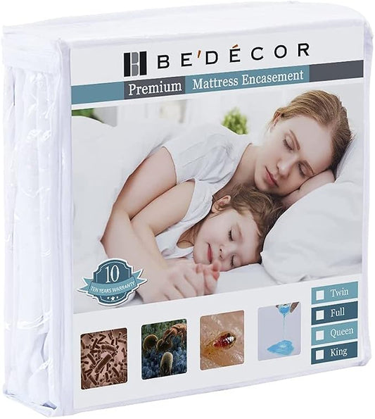 Bedecor Zippered Twin XL Mattress Protector Cover for 10"-13" Depth Mattress,Fully Encased Liquid Proof Urine Pee Protection Breathable Smooth Incontinence Pet Baby Potty Training