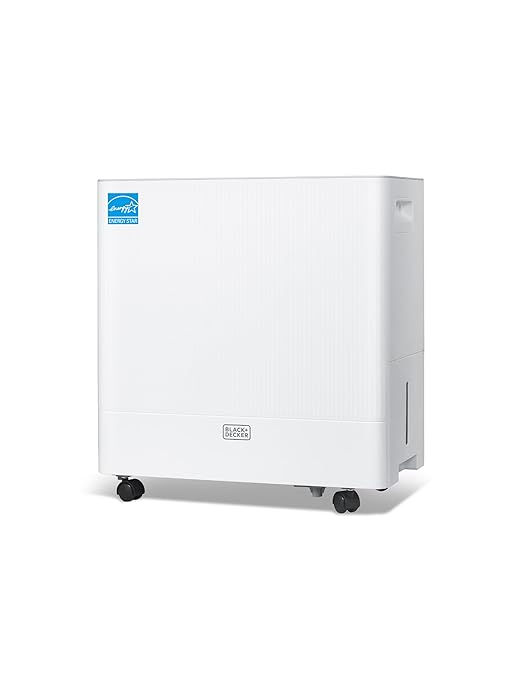 BLACK+DECKER Portable Dehumidifier, Extracts 50-Pint Per 24-Hours, Dehumidifier up to 4500 Sq. Ft. Coverage, 12.68-Pint Bucket, Energy Star Certified, BDM50WCDA, White