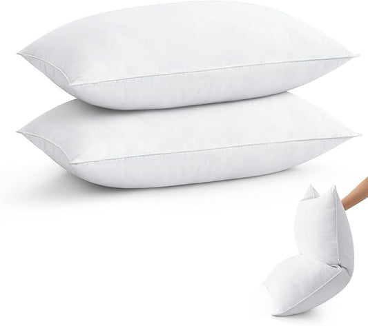 puredown® Goose Feather Down Pillows King Size Set of 2, Fluffy Luxury Hotel Collection Bed Pillow for Back, Stomach or Side Sleeper