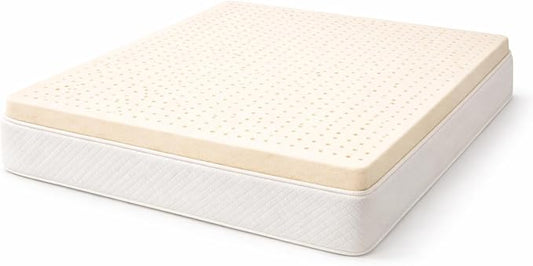 Premium GOLS Certified Natural Latex Mattress Topper, Soft and Breathable Bed Topper for Pressure Relief (King, 1" Topper Medium Firm)