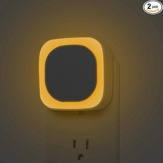 YUNLEX 2 Pack Plug in Dimmable Night Light, Auto Dusk to Dawn Sensor, Soft Golden Yellow Light for Bathroom, Hallway, Stairs, Kitchen, Bedroom, as Mother or Father Gifts