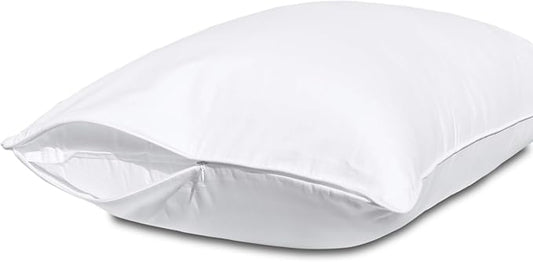 King Size Pillow Protectors with Zipper-100% Cotton Pillowcases for Hair and Skin, Comfort Soft Pillow Case Protector for Easy Care, White Pillow Cases Covers with Hidden Zipper, 1 Pack/20X36