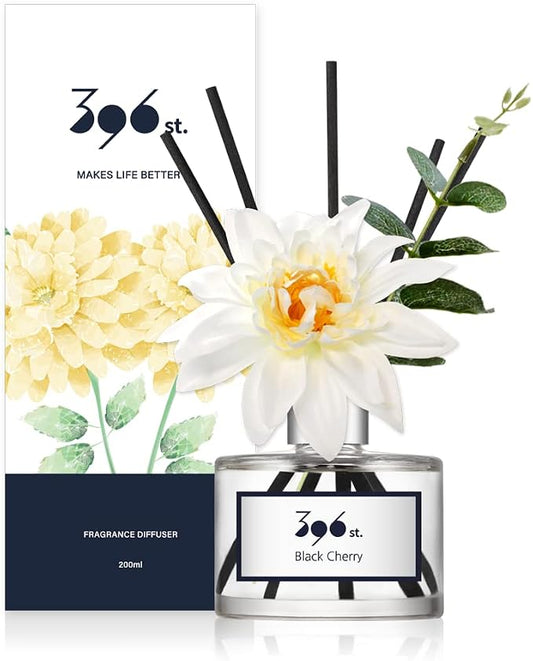396 st. Dahlia Flower Reed Diffuser, Black Cherry, 200ml(6.7oz) / Reed Diffuser Sets, Home Fragrance, Scented Oils, Home & Bathroom Décor