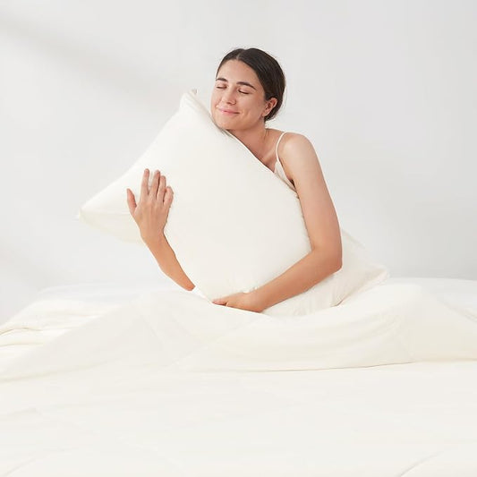 Cozy Bliss Cooling Pillow Cases for Hot Sleepers, Q-Max>0.45, King Size Set of 2, Soft & Silky Pillow Covers with Envelope Closure,Gift, Off White, 20x36 Inches