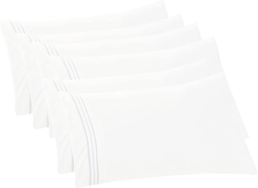 Elegant Comfort 6-PACK Solid Pillowcases 1500 Premium Hotel Quality Microfiber - Smooth Weave, Wrinkle and Stain Resistant, Easy Slip-On, 6-Piece Set, Standard/Queen Pillowcase, White