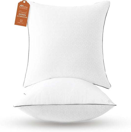 Sasttie Firm Euro Pillow Insert 26x26, European Pillows Set of 2 for Bed, Couch, and Sofa - Oeko-Tex Certified Down Alternative Filling, 2 Pack, 26x26 Inches