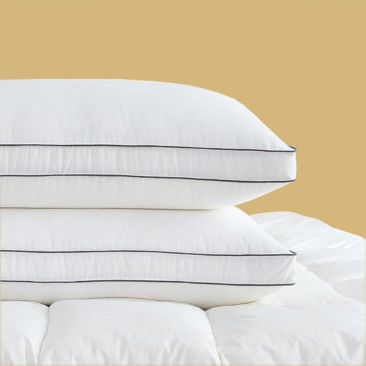 Goose Down Pillows for Neck Pain - Perfect Balance of Softness and Support,Relief for Side and Back Sleepers, Hotel Down Pillows King Size Set of 2