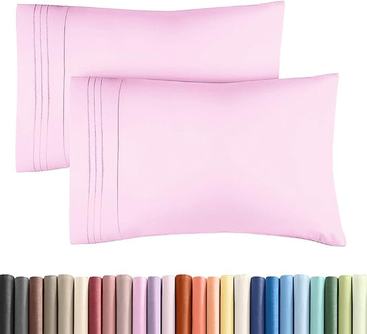King Standard Pillow Cases Set of 2 - Ultra-Soft Hotel Quality Pillowcase Covers - Comfy, Cozy & Fade Free - Wrinkle Resistant - Machine Washable Pillow Protectors - 2 Piece Set - Light Pink