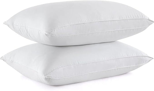 puredown® Goose Feather Down Pillows, Standard Size Soft Bed Pillows for Sleeping with 100% Cotton Shell Set of 2