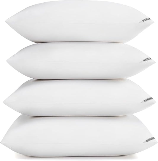 Piwaal Queen Size Pillow 4-Pack – Hotel-Style Bed Pillows for Sleeping, Down Alternative Microfiber Fill, Plush Comfort for Side, Back, and Stomach Sleepers, Set of Four