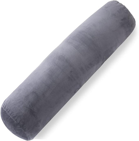 1 MIDDLE ONE Body Pillow for Adults, Bolster Pillow with Removable Velvet Cover, Long Round Cervical Roll Pillow, 35 x 7.87 Inches, Grey