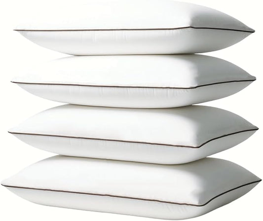 Subrcamos Luxury Comfort Set of 4 Queen Size Bed Pillows - Hypoallergenic Polyester Microfiber Material - Premium Sleep Support for Side, Back, and Stomach Sleepers - 18 x 28 inches, 45 cm x 70 cm